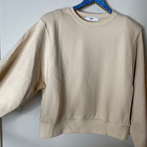 FRANKIE SHOP Vanessa Sweatshirt Vanilla Organic Cotton Shoulder Pads Medium - Picture 5 of 9